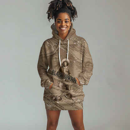 Black Cowboy Nat Love Hoodie Dress Vintage Western Portrait Lasso