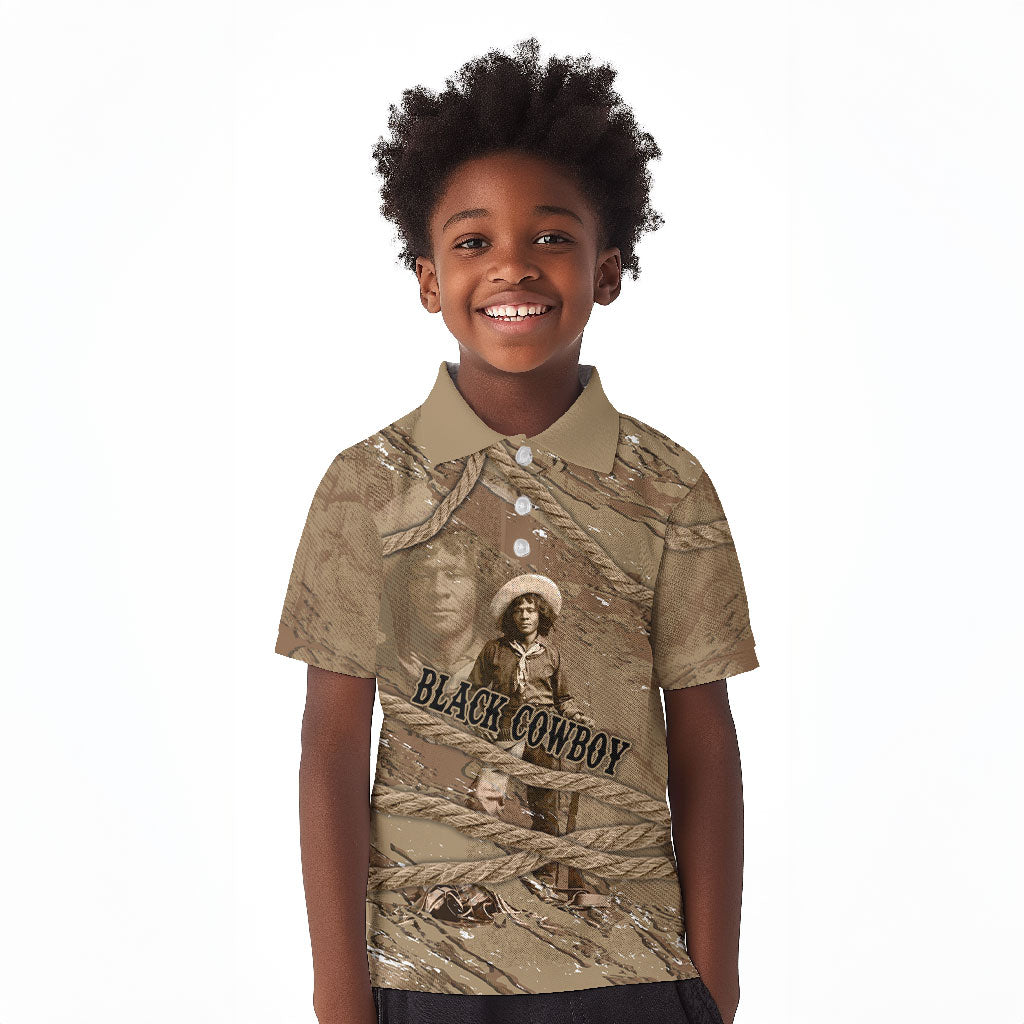 Black Cowboy Nat Love Kid Polo Shirt Vintage Western Portrait Lasso