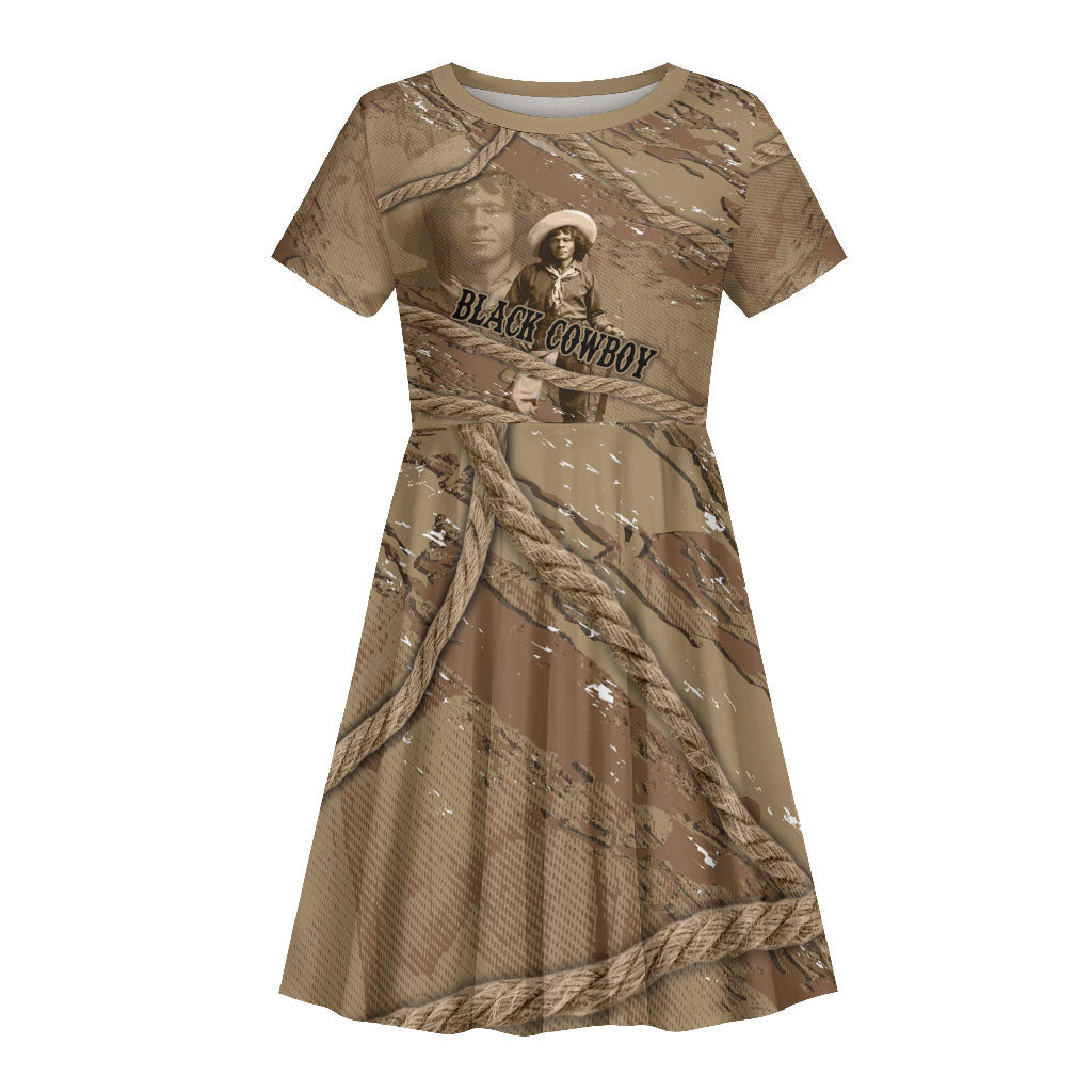 Black Cowboy Nat Love Kid Short Sleeve Dress Vintage Western Portrait Lasso
