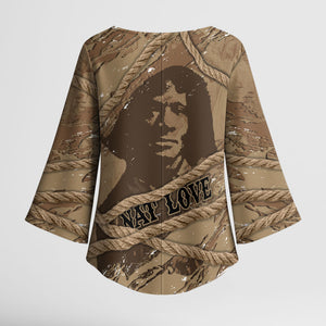 Black Cowboy Nat Love Kimono Sleeve Blouse Vintage Western Portrait Lasso