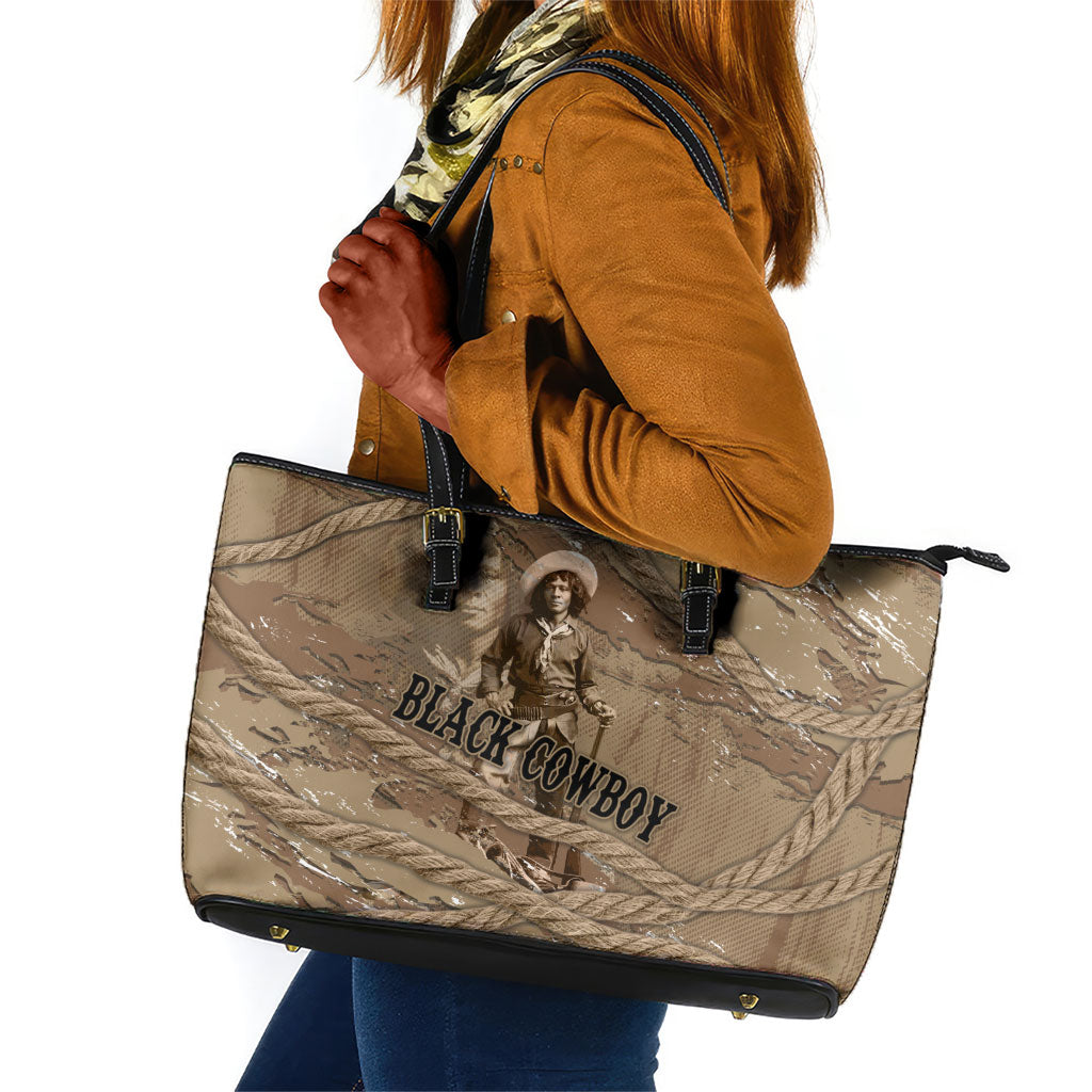 Black Cowboy Nat Love Leather Tote Bag Vintage Western Portrait Lasso