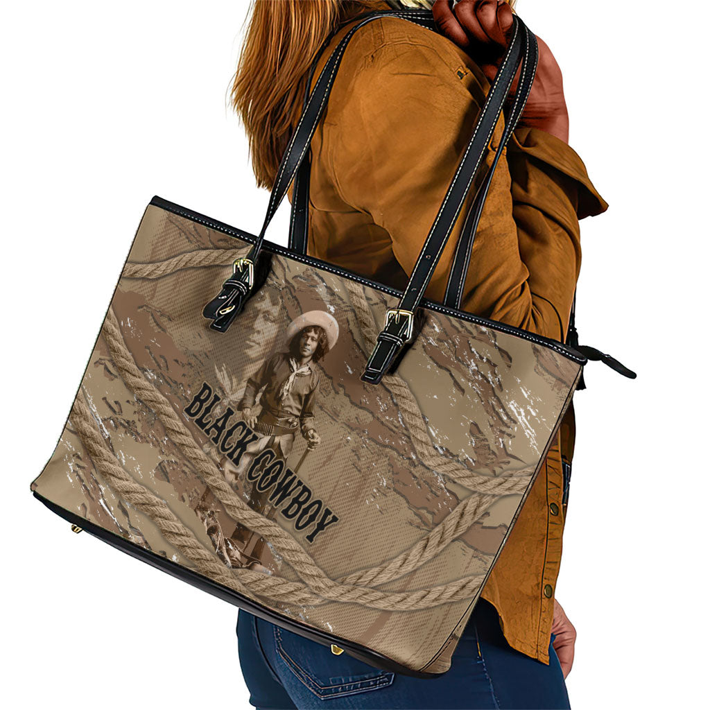 Black Cowboy Nat Love Leather Tote Bag Vintage Western Portrait Lasso