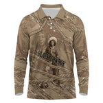 Black Cowboy Nat Love Long Sleeve Polo Shirt Vintage Western Portrait Lasso