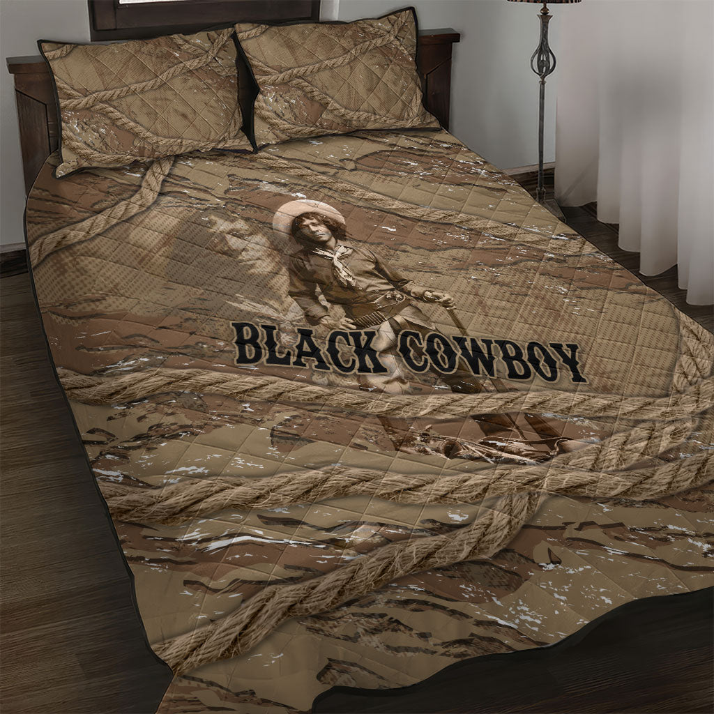 Black Cowboy Nat Love Quilt Bed Set Vintage Western Portrait Lasso