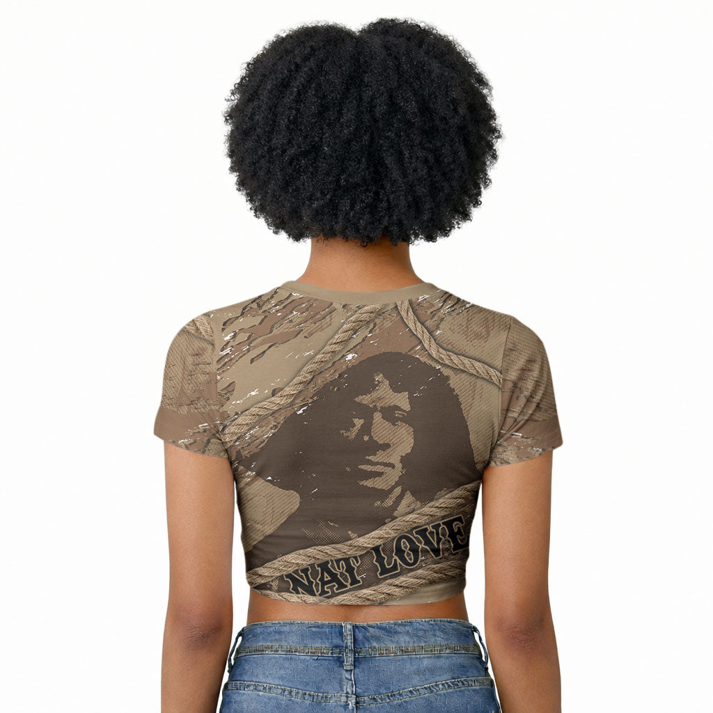 Black Cowboy Nat Love Raglan Cropped T shirt Vintage Western Portrait Lasso