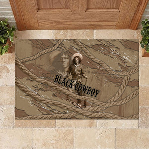Black Cowboy Nat Love Rubber Doormat Vintage Western Portrait Lasso