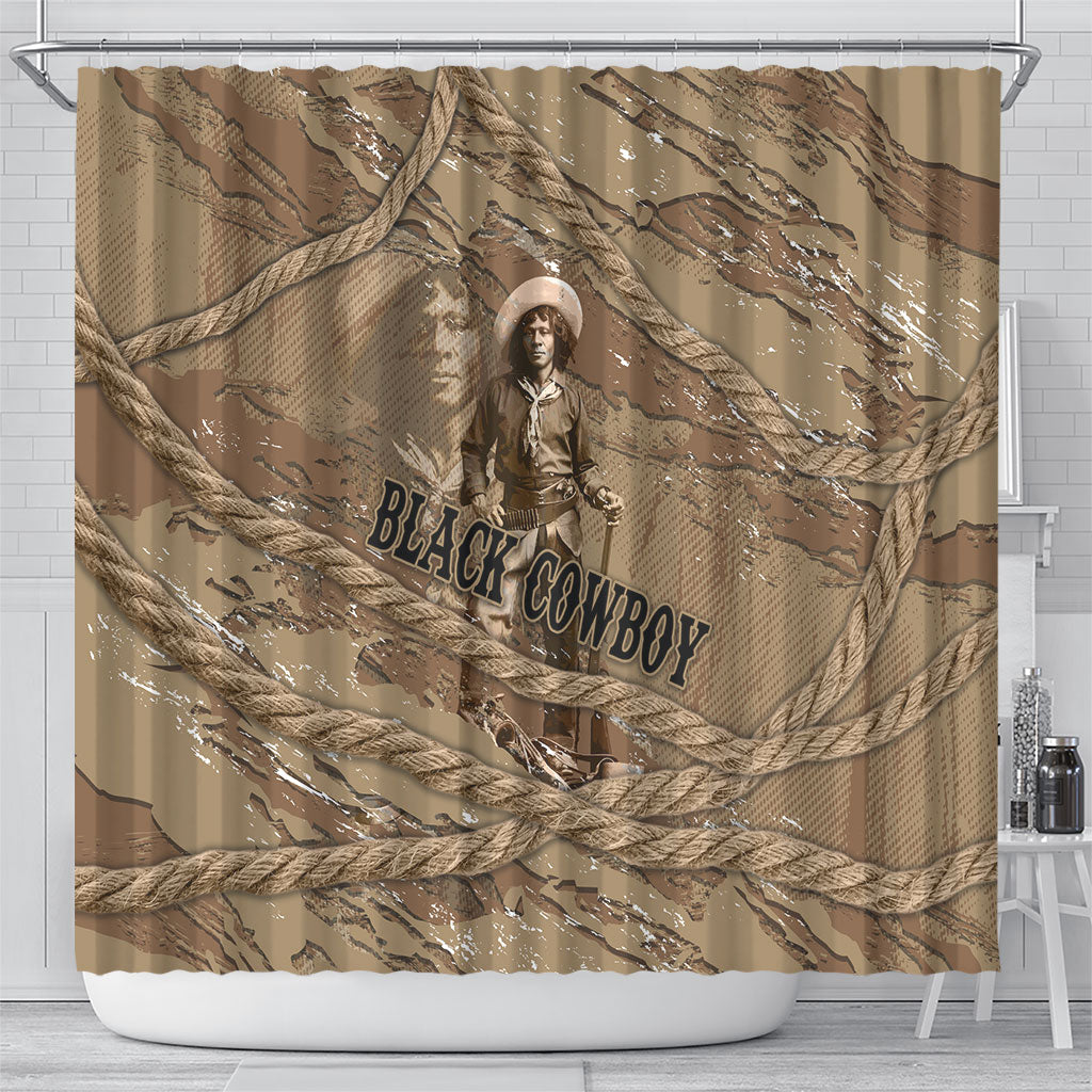 Black Cowboy Nat Love Shower Curtain Vintage Western Portrait Lasso