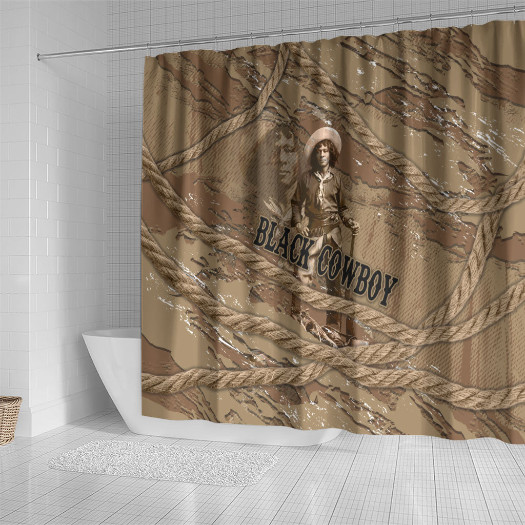 Black Cowboy Nat Love Shower Curtain Vintage Western Portrait Lasso