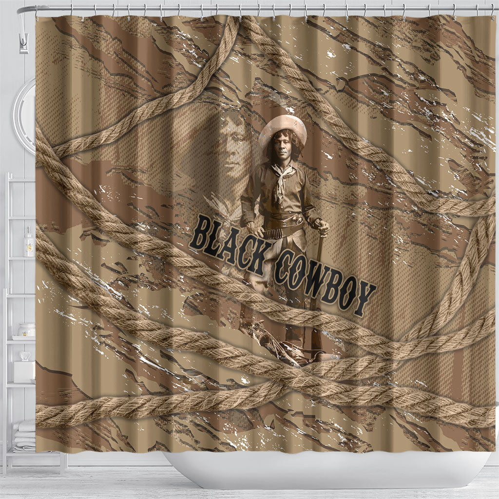 Black Cowboy Nat Love Shower Curtain Vintage Western Portrait Lasso