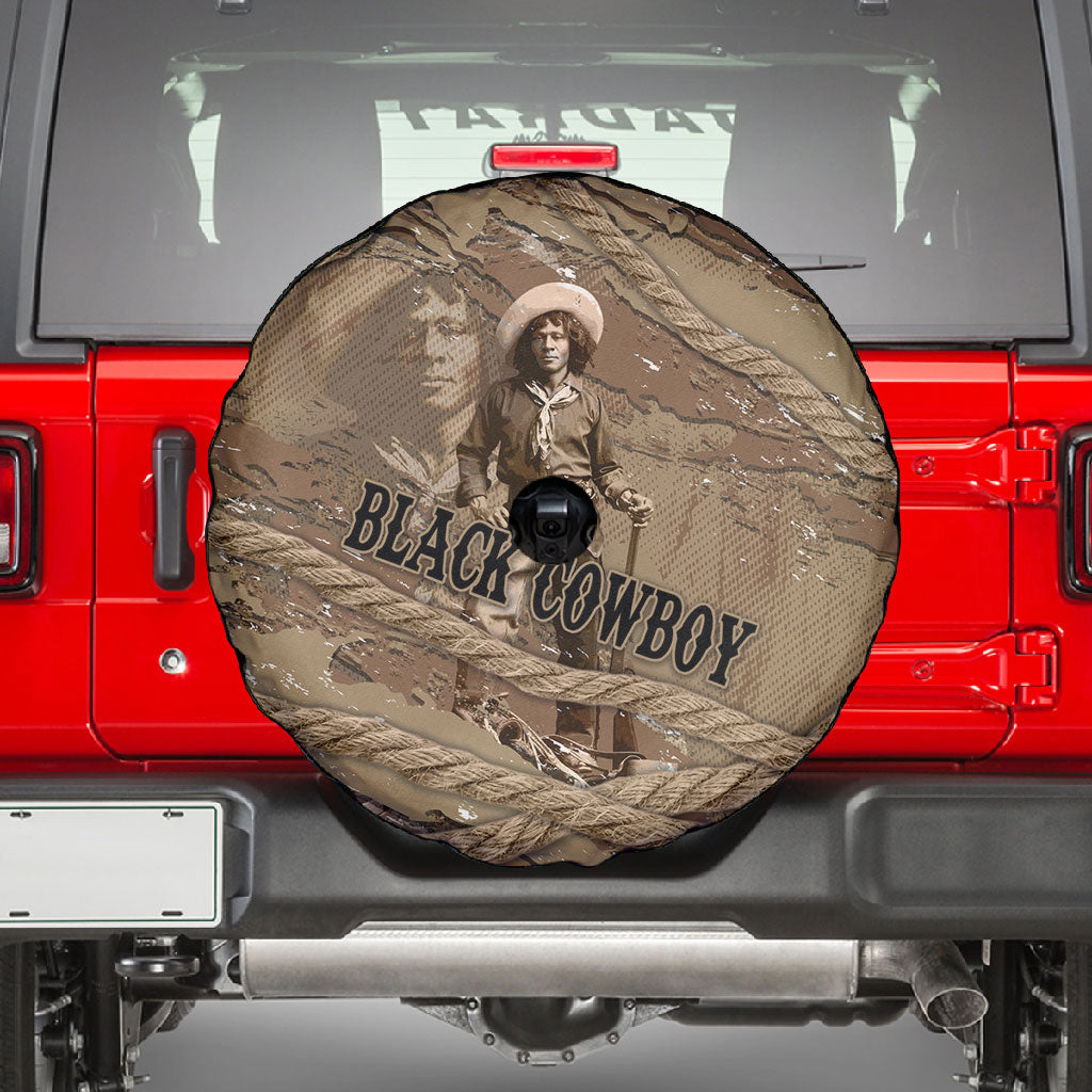 Black Cowboy Nat Love Spare Tire Cover Vintage Western Portrait Lasso