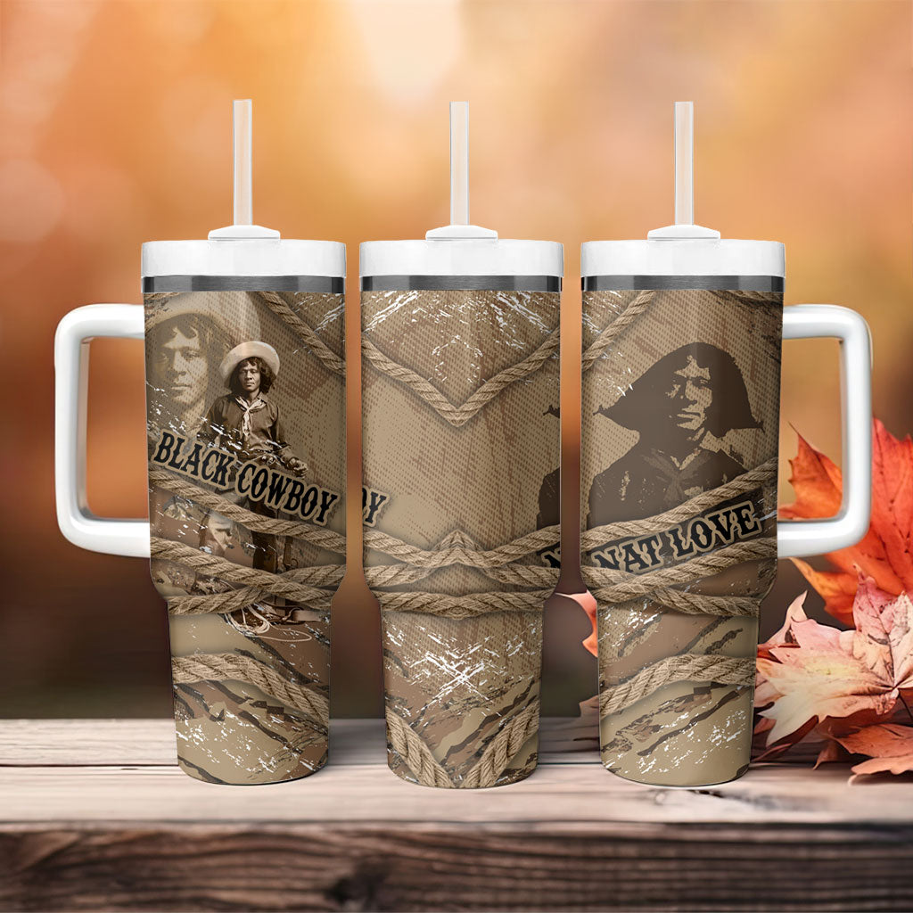 Black Cowboy Nat Love Tumbler With Handle Vintage Western Portrait Lasso