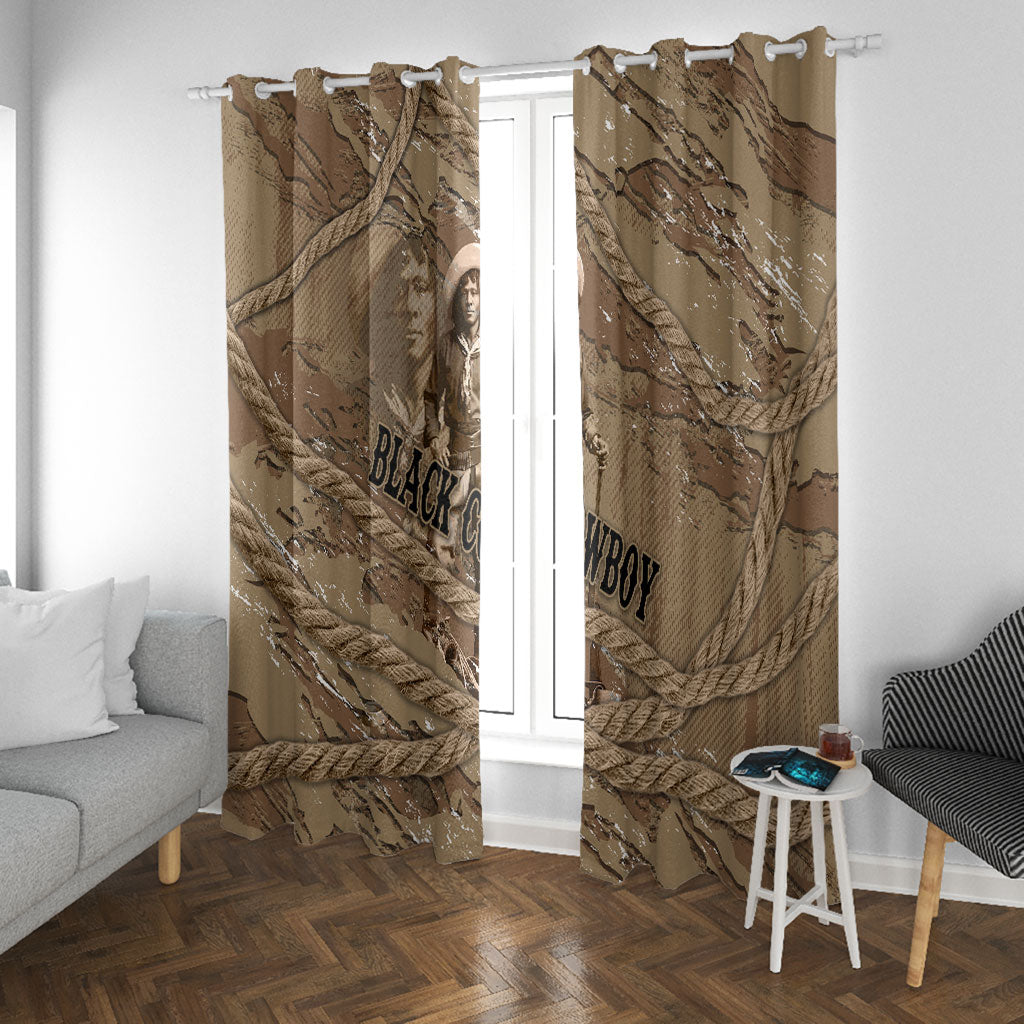 Black Cowboy Nat Love Window Curtain Vintage Western Portrait Lasso
