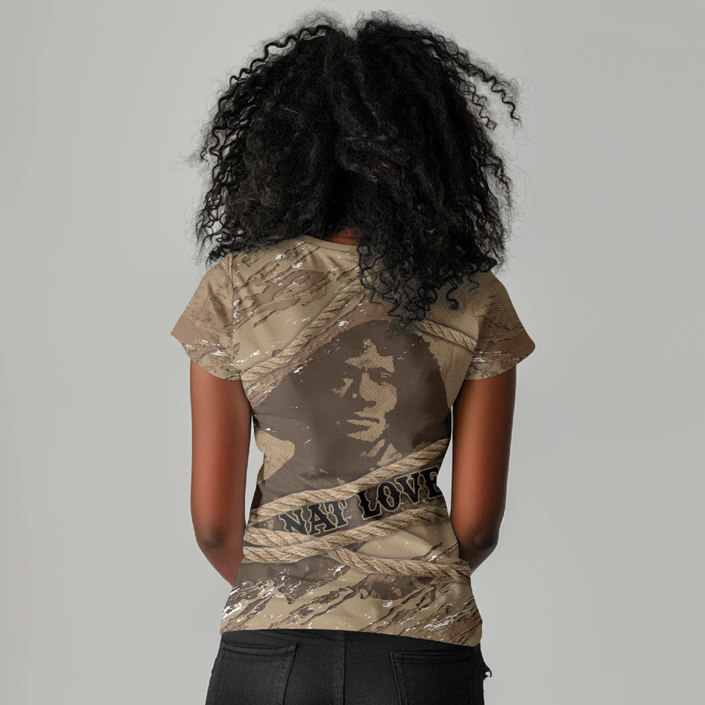 Black Cowboy Nat Love Women V-Neck T-Shirt Vintage Western Portrait Lasso