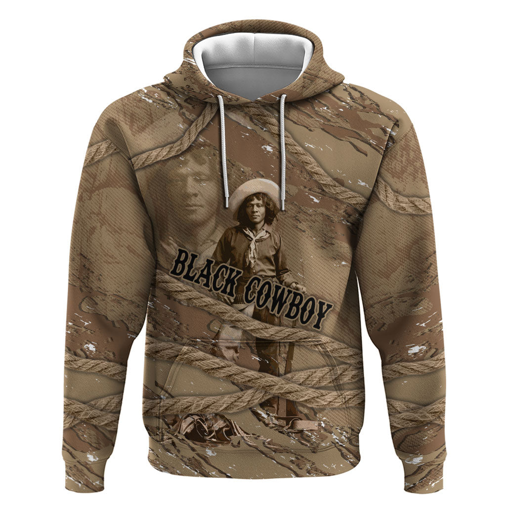 Black Cowboy Nat Love Zip Hoodie Vintage Western Portrait Lasso