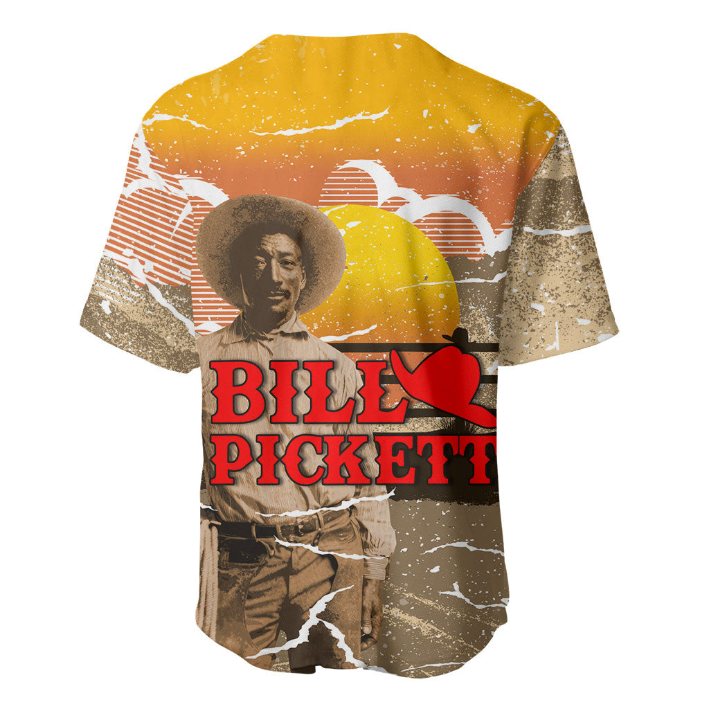 Black Cowboy Bill Pickett Baseball Jersey Retro Sunset Western Design