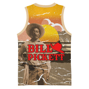 Black Cowboy Bill Pickett Basketball Jersey Retro Sunset Western Design