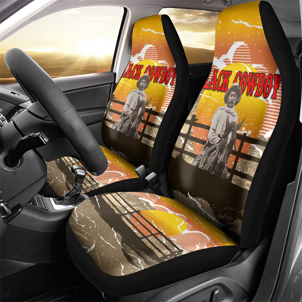 Black Cowboy Bill Pickett Car Seat Cover Retro Sunset Western Design