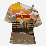 Black Cowboy Bill Pickett Cross Shoulder Shirt Retro Sunset Western Design