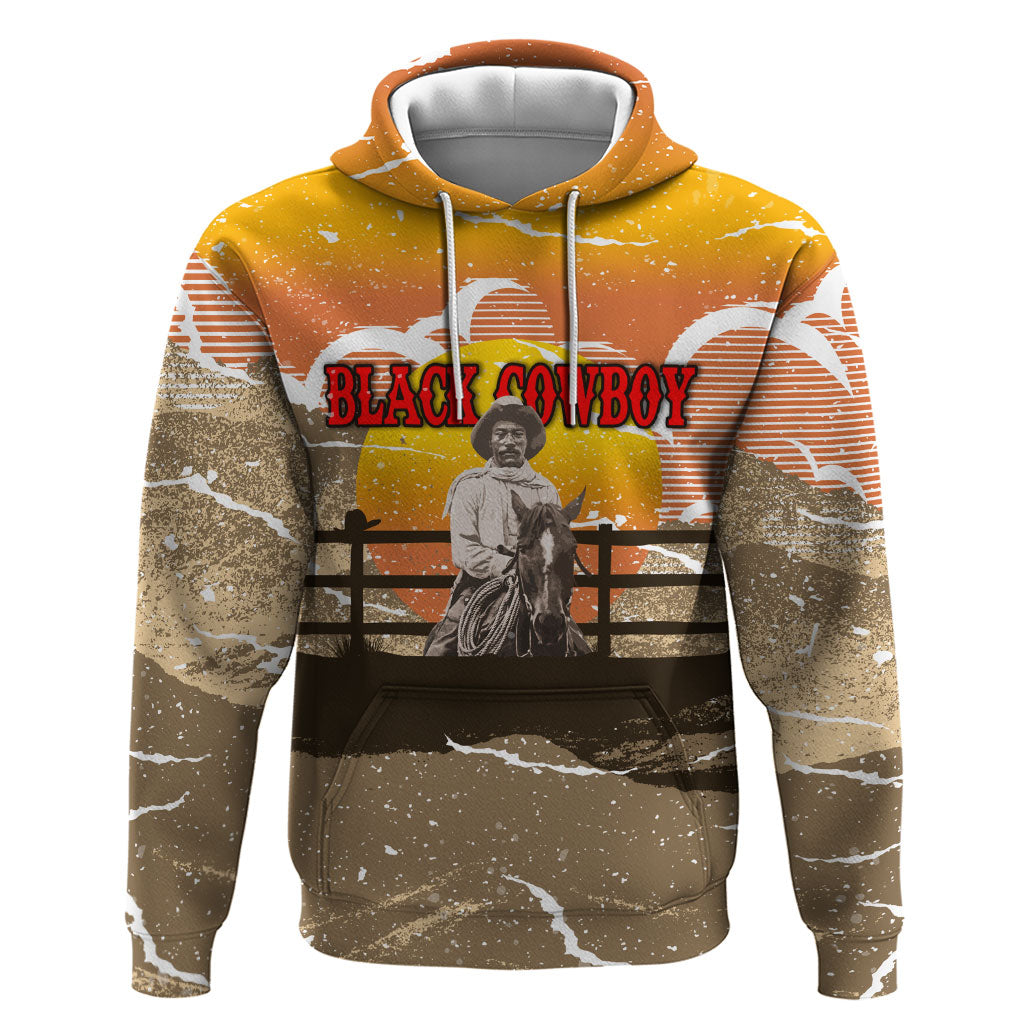 Black Cowboy Bill Pickett Hoodie Retro Sunset Western Design