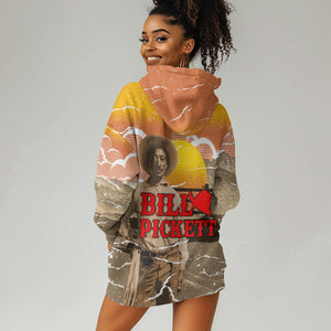 Black Cowboy Bill Pickett Hoodie Dress Retro Sunset Western Design