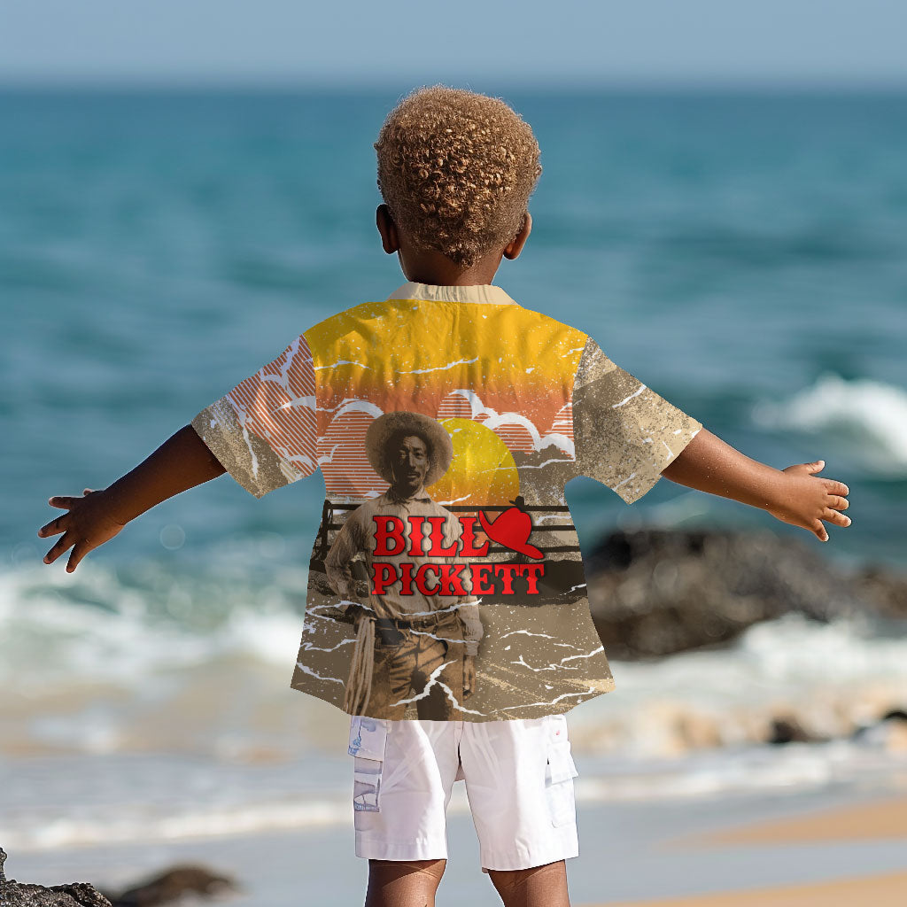 Black Cowboy Bill Pickett Kid Hawaiian Shirt Retro Sunset Western Design