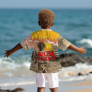 Black Cowboy Bill Pickett Kid Hawaiian Shirt Retro Sunset Western Design