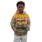 Black Cowboy Bill Pickett Kid Hoodie Retro Sunset Western Design
