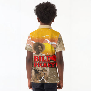 Black Cowboy Bill Pickett Kid Polo Shirt Retro Sunset Western Design
