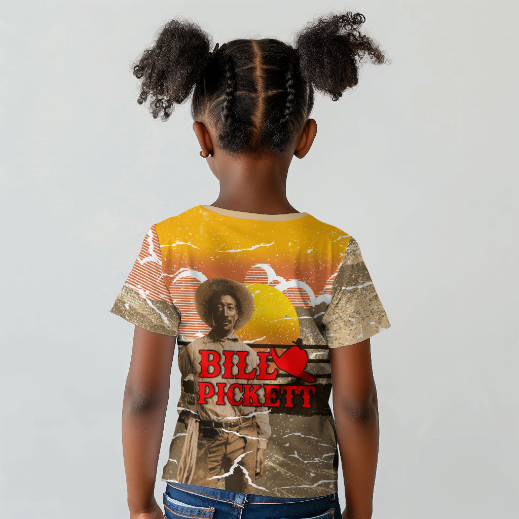 Black Cowboy Bill Pickett Kid T shirt Retro Sunset Western Design