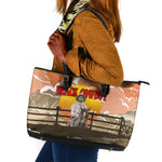 Black Cowboy Bill Pickett Leather Tote Bag Retro Sunset Western Design