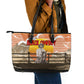 Black Cowboy Bill Pickett Leather Tote Bag Retro Sunset Western Design
