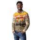 Black Cowboy Bill Pickett Long Sleeve Polo Shirt Retro Sunset Western Design