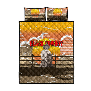 Black Cowboy Bill Pickett Quilt Bed Set Retro Sunset Western Design