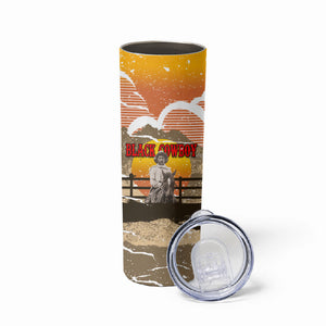 Black Cowboy Bill Pickett Skinny Tumbler Retro Sunset Western Design