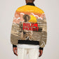Black Cowboy Bill Pickett Sleeve Zip Bomber Jacket Retro Sunset Western Design