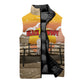 Black Cowboy Bill Pickett Sleeveless Puffer Jacket Retro Sunset Western Design
