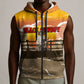 Black Cowboy Bill Pickett Sleeveless Zip Hoodie Retro Sunset Western Design