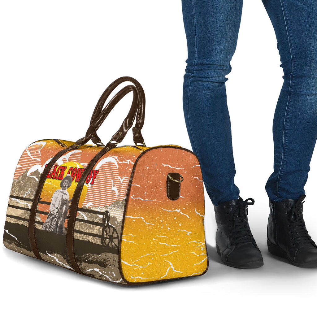 Black Cowboy Bill Pickett Travel Bag Retro Sunset Western Design