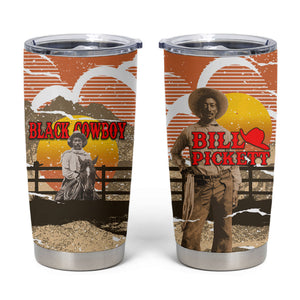 Black Cowboy Bill Pickett Tumbler Cup Retro Sunset Western Design