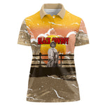 Black Cowboy Bill Pickett Women Polo Shirt Retro Sunset Western Design