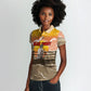 Black Cowboy Bill Pickett Women Polo Shirt Retro Sunset Western Design