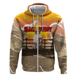 Black Cowboy Bill Pickett Zip Hoodie Retro Sunset Western Design