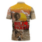 Black Cowboy Bill Pickett Zipper Polo Shirt Retro Sunset Western Design