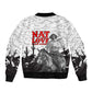 Black Cowboy Nat Love Bomber Jacket Comic Style Desert Line Art Red Typography
