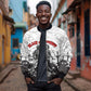 Black Cowboy Nat Love Bomber Jacket Comic Style Desert Line Art Red Typography