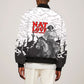 Black Cowboy Nat Love Bomber Jacket Comic Style Desert Line Art Red Typography