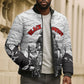 Black Cowboy Nat Love Bomber Puffer Jacket Comic Style Desert Line Art Red Typography
