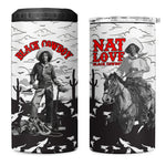Black Cowboy Nat Love 4 in 1 Can Cooler Tumbler Comic Style Desert Line Art Red Typography