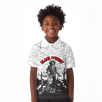 Black Cowboy Nat Love Kid Polo Shirt Comic Style Desert Line Art Red Typography
