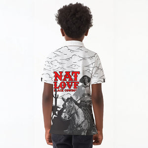 Black Cowboy Nat Love Kid Polo Shirt Comic Style Desert Line Art Red Typography